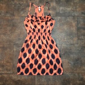 Whimsy Clothing | Peach and Navy Print Dress